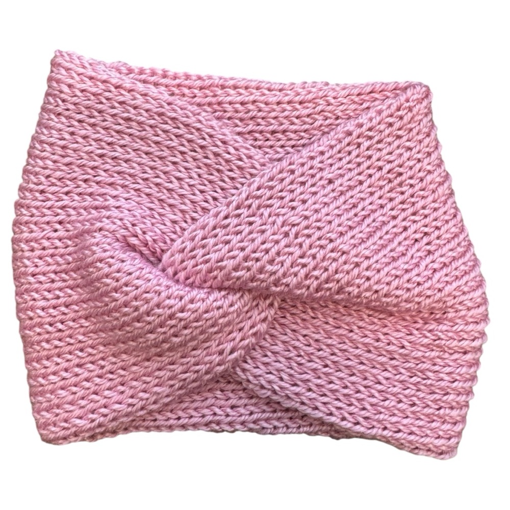 Artisan Handmade Winter Ear Warmer | Soft Rose Pink Twisted Headwrap